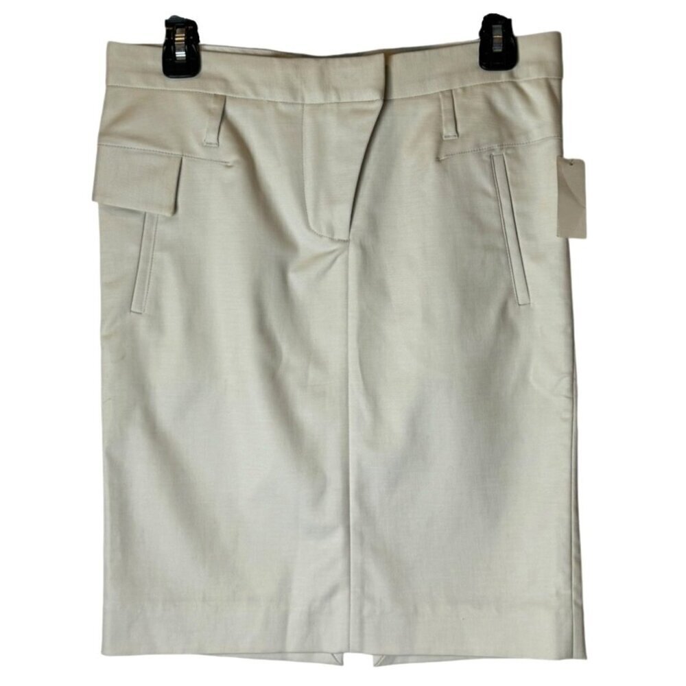 Helmut Lang Skirt Women 2 Beige Natural Textured Twill Pencil Skirt Careercore